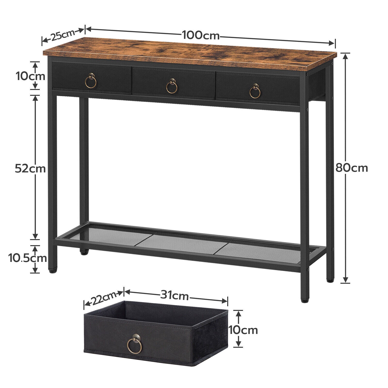 Rena Console Table Hallway Table Rustic