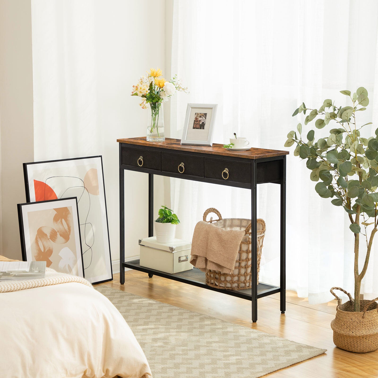 Rena Console Table Hallway Table Rustic