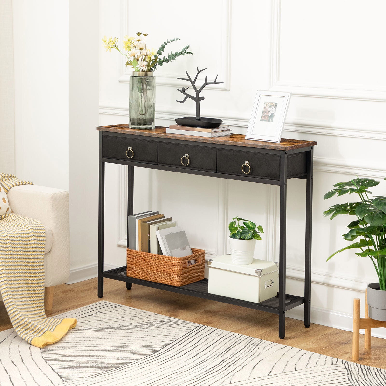 Rena Console Table Hallway Table Rustic