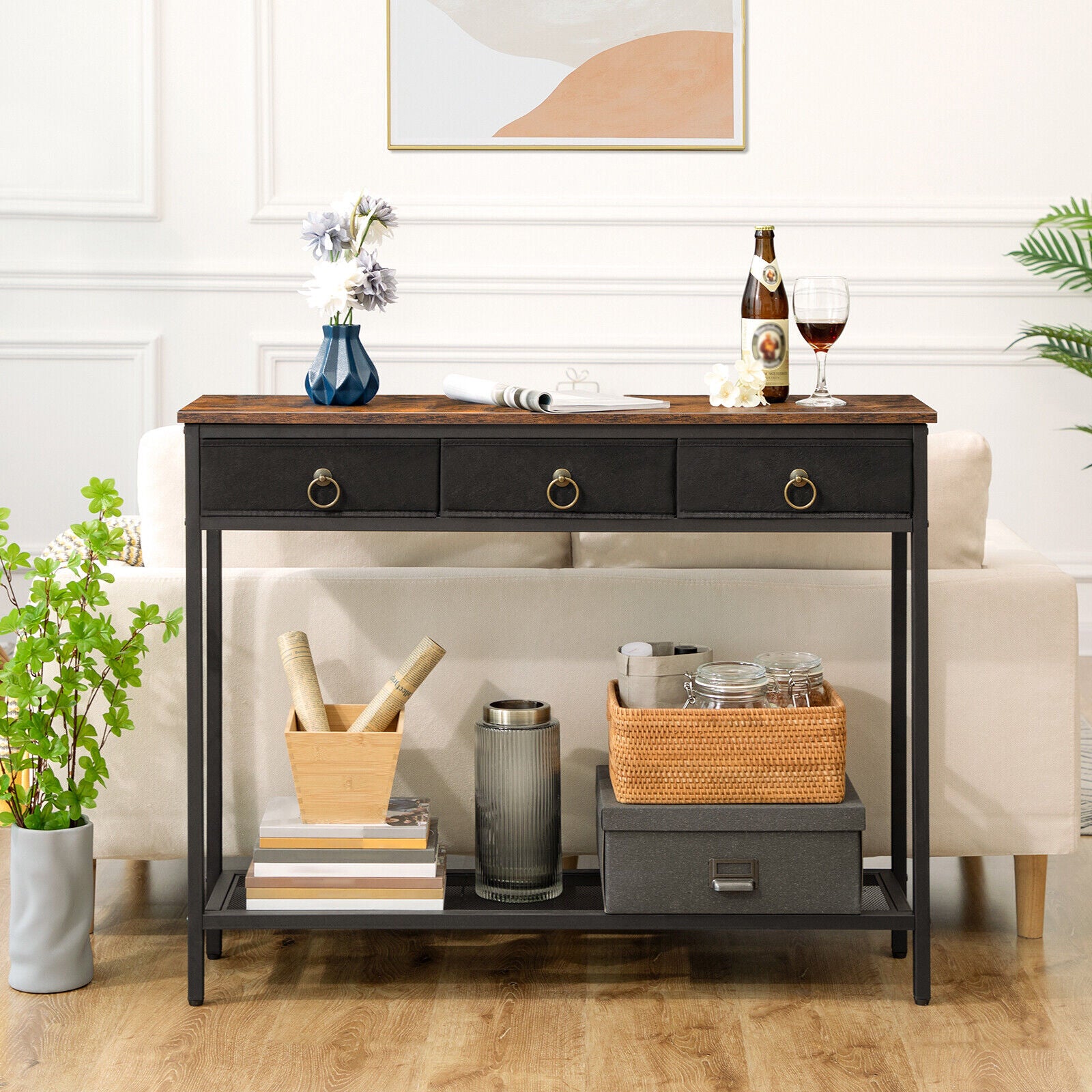 Rena Console Table Hallway Table Rustic