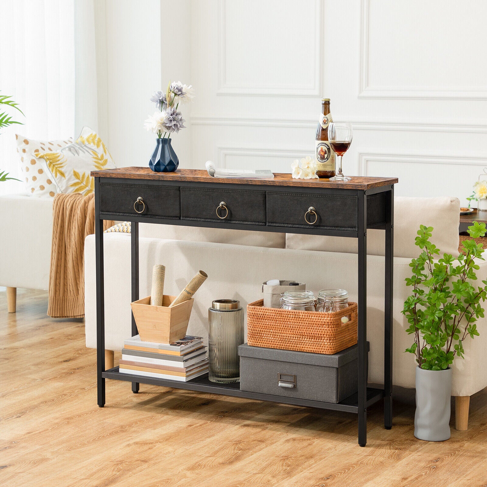 Rena Console Table Hallway Table Rustic