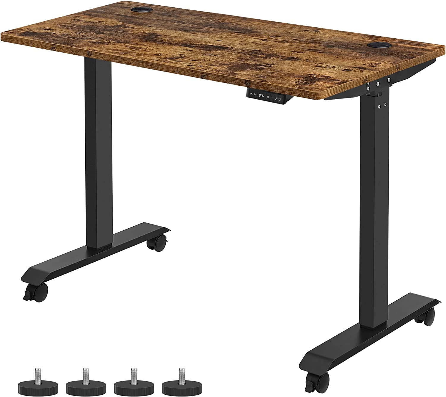 Rena Height Adjustable Standing Desk Rustic Wood Top V2