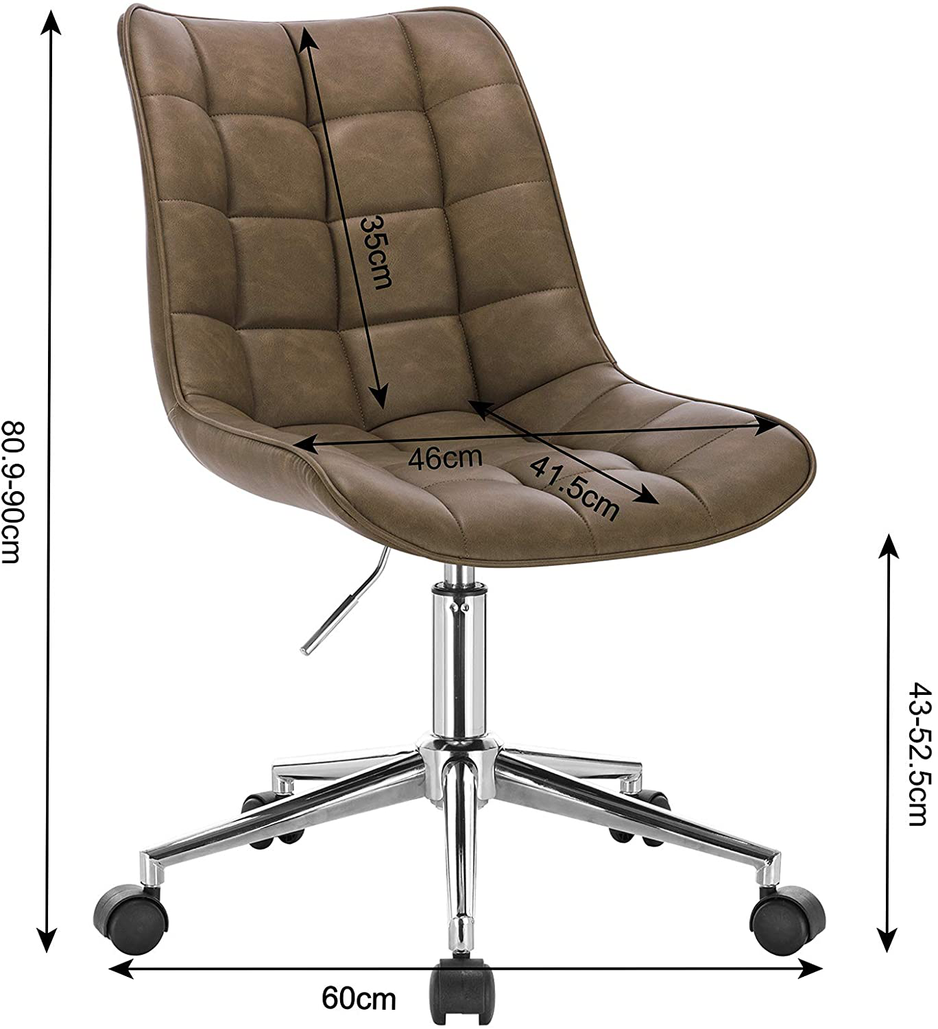 Chester Padded Office Chair Brown Leather