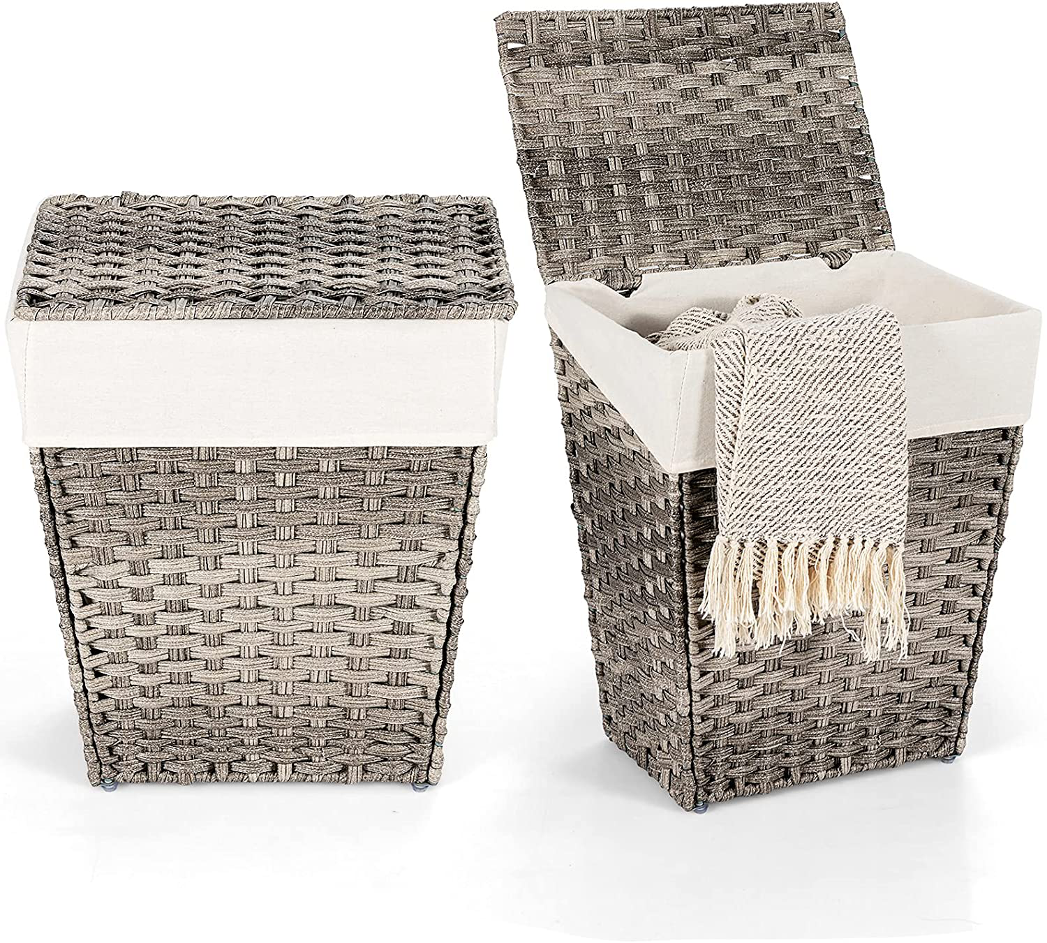  Handwoven Laundry Storage Basket with Lid 