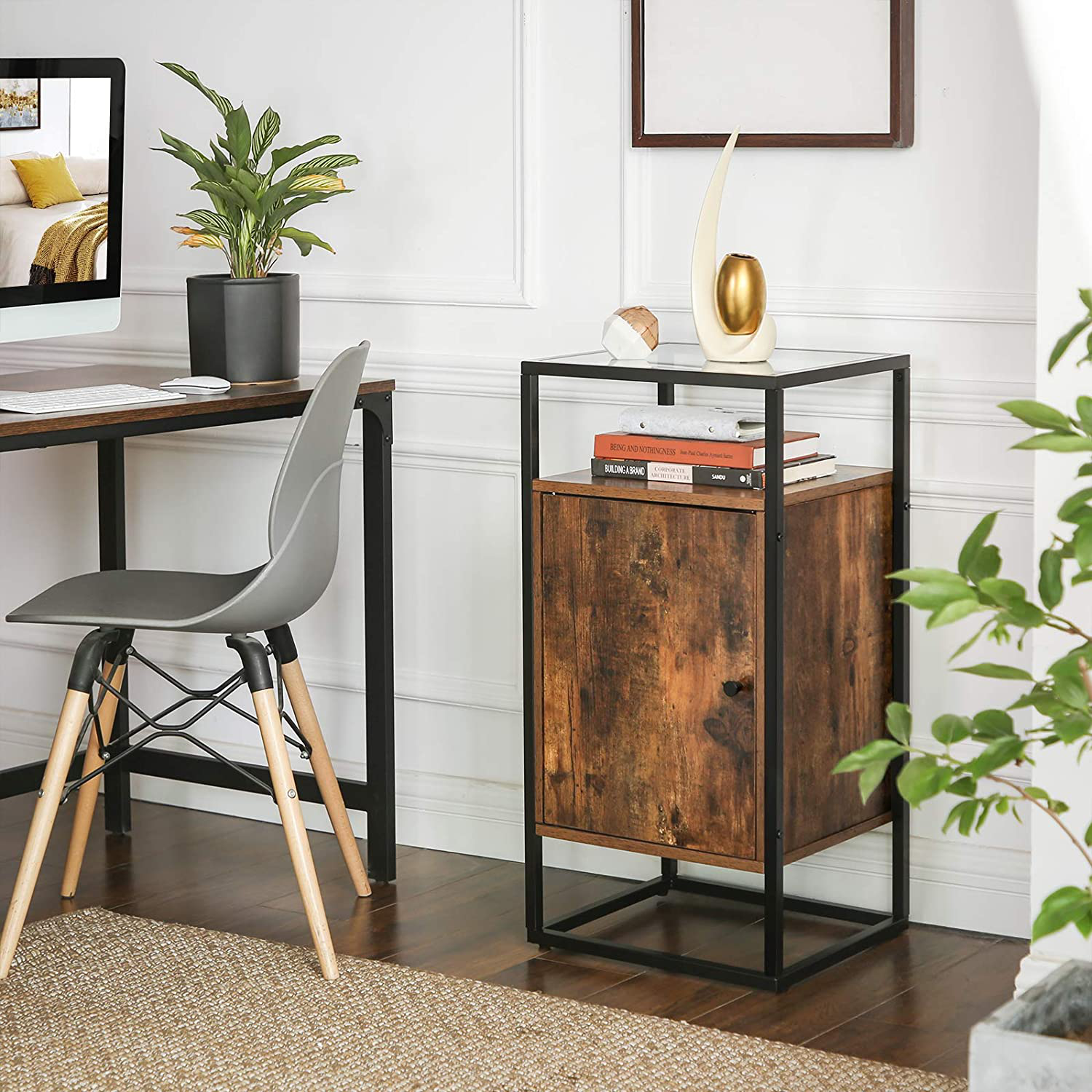 Rena End Table with Tempered Glass Top