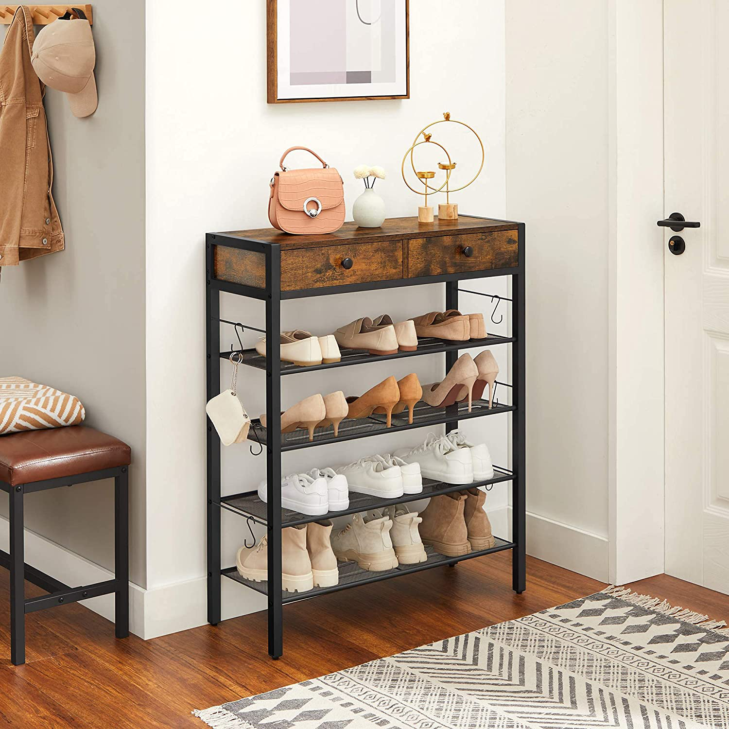 Rena Shoe Rack  Organiser with 2 Drawers and 4 Shelves