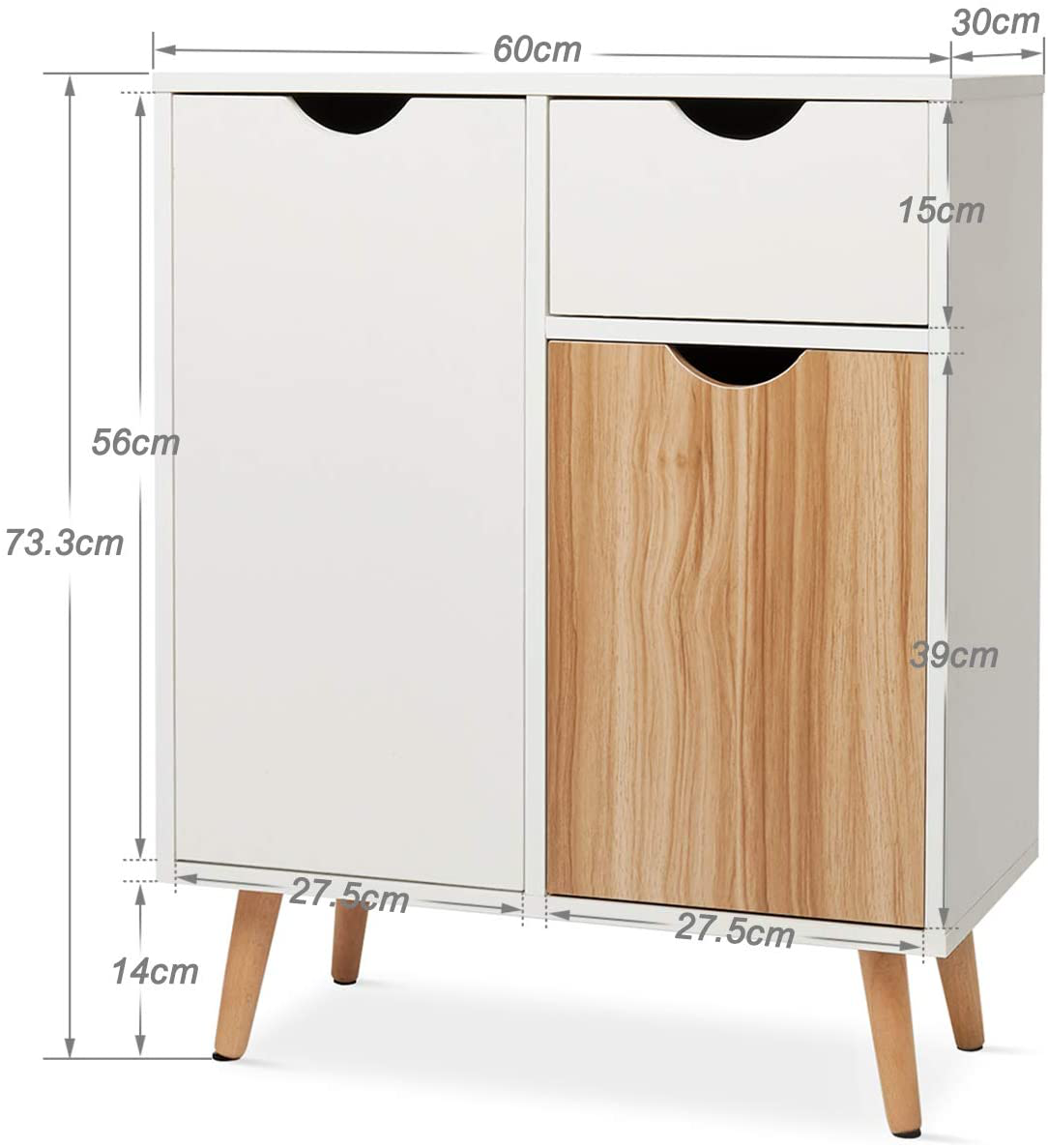 Lynton Sideboard Storage Cabinet, Cupboard with Drawers and 2 Doors 