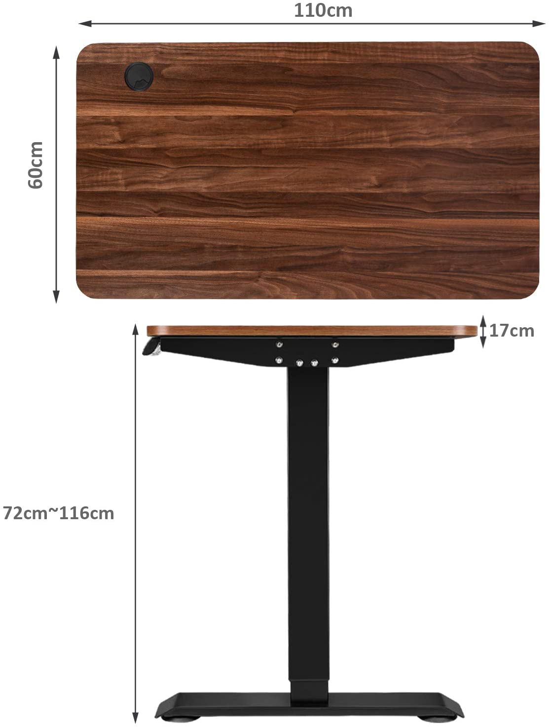 Sit Stand Walnut Desk Height Adjustable Electric Industrial Style