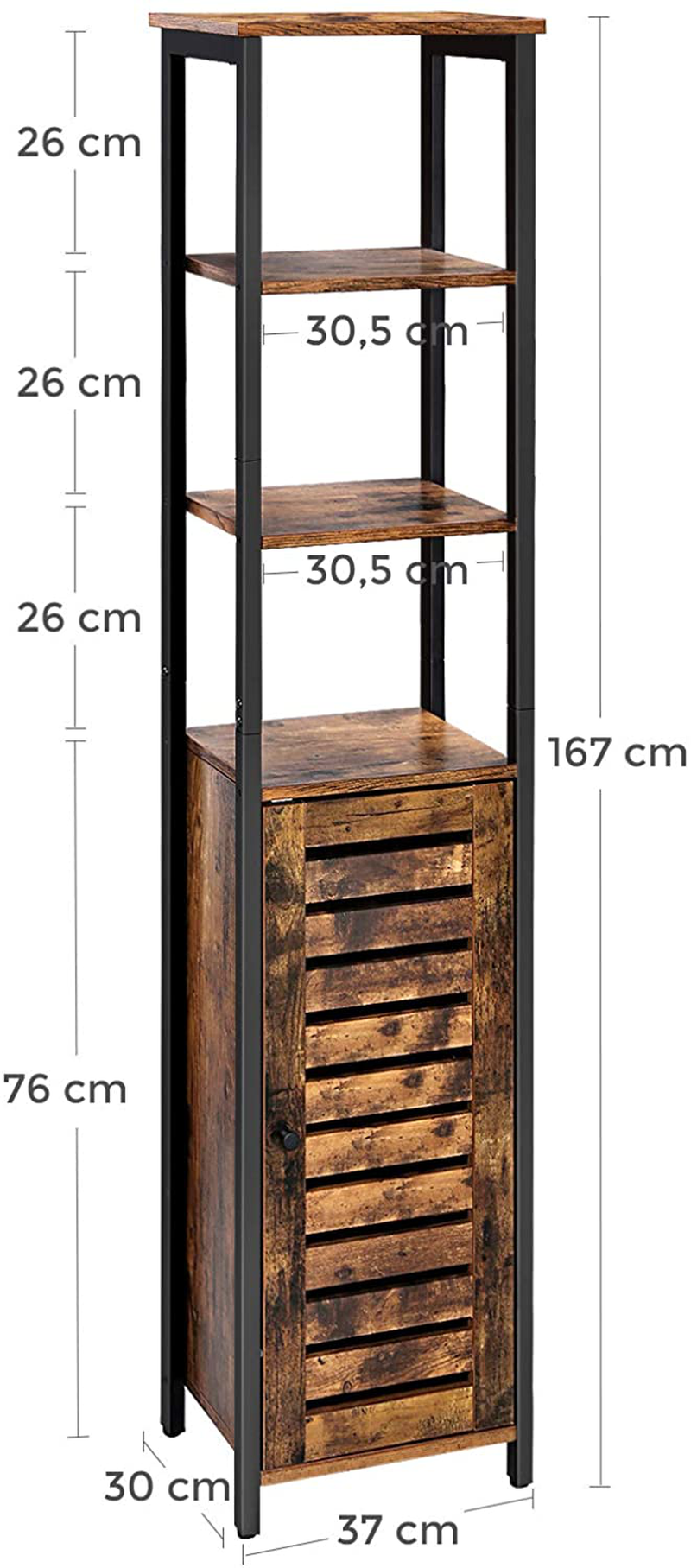 Rena Floor Narrow Cabinet Rustic Slim Standing Cupboard
