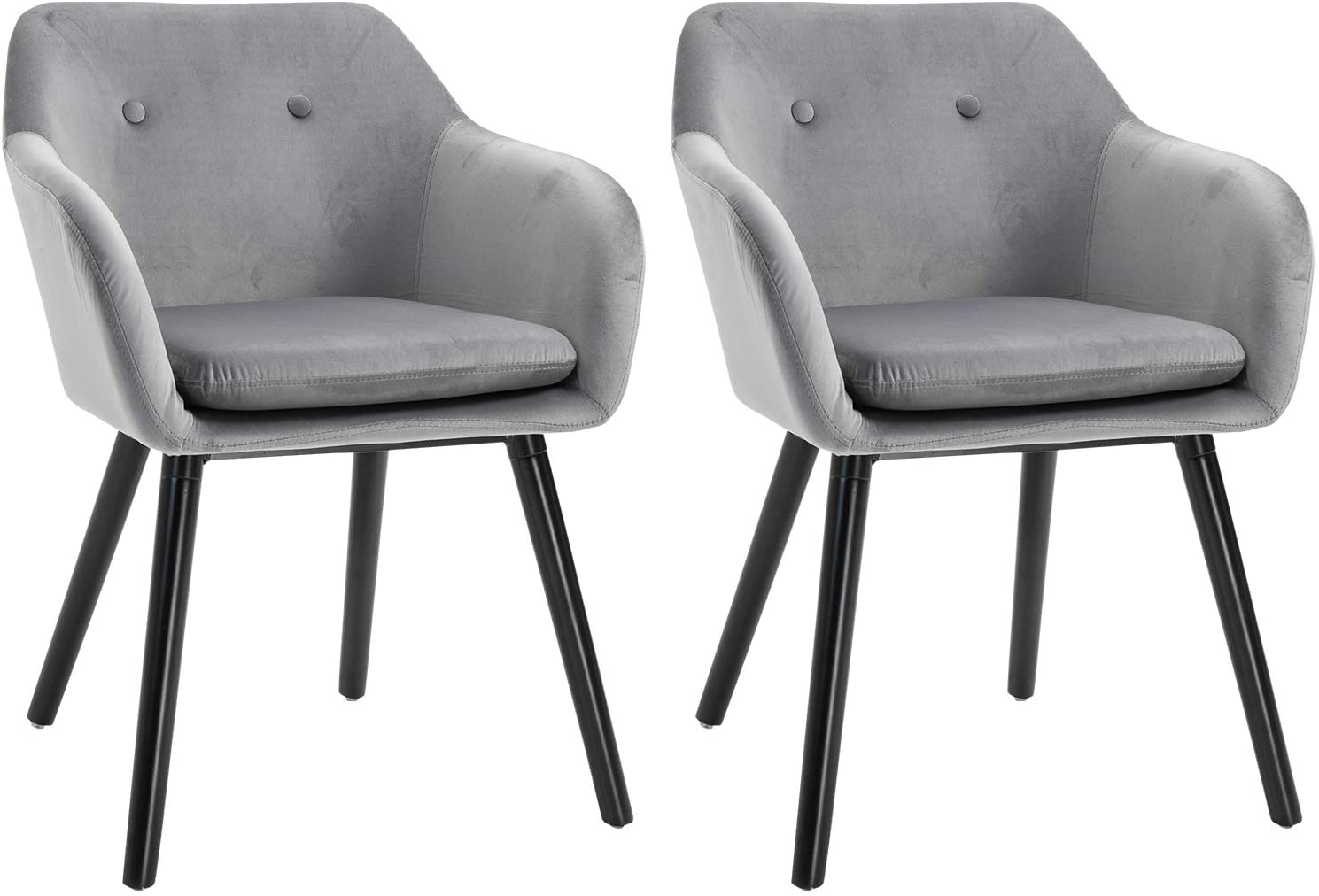 Toby Dining Chairs Set of 2 Modern Fabric Velvet-Touch Leisure Chairs 