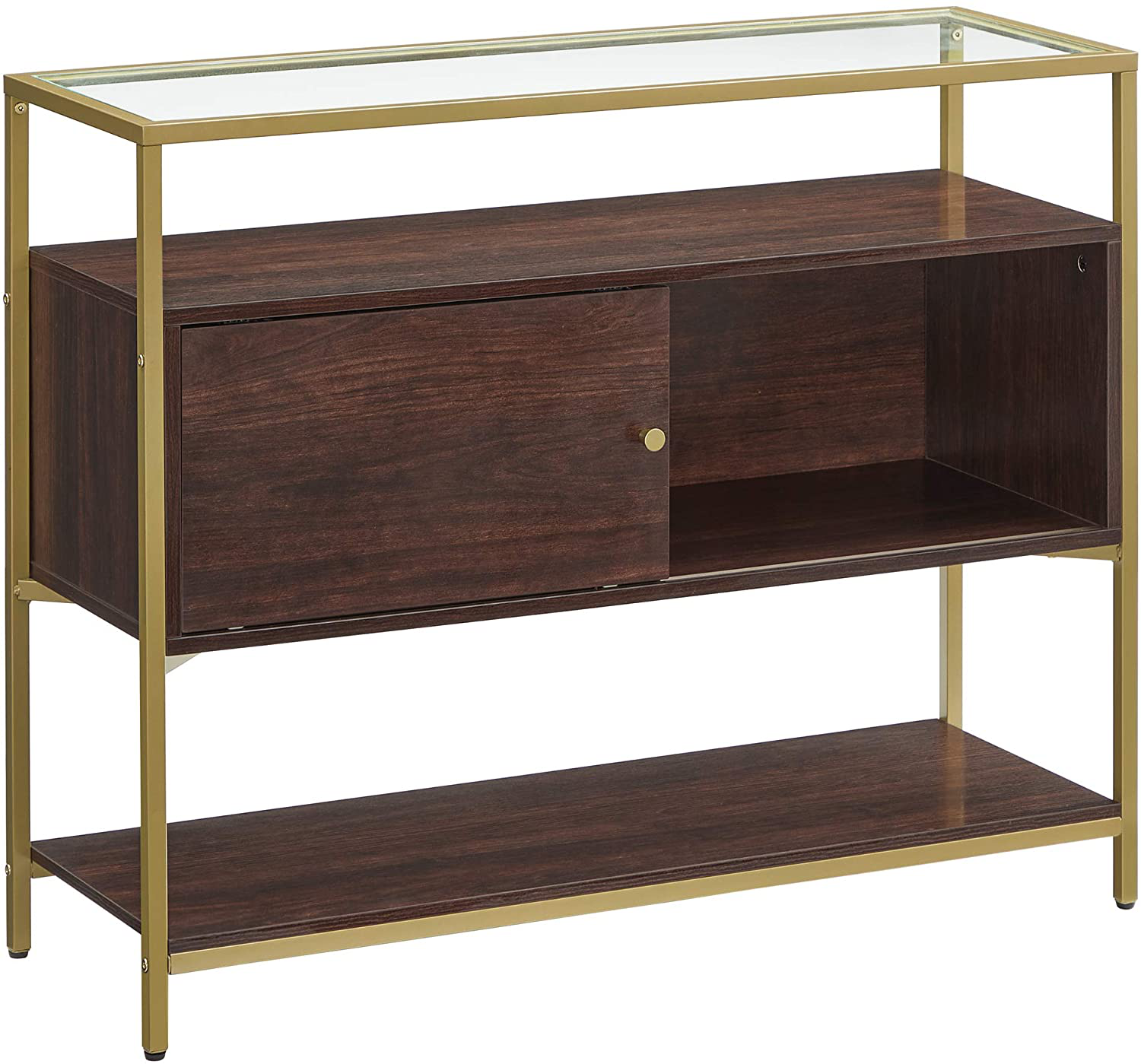 Rena Sideboard, Glass Buffet Table with Sliding Door