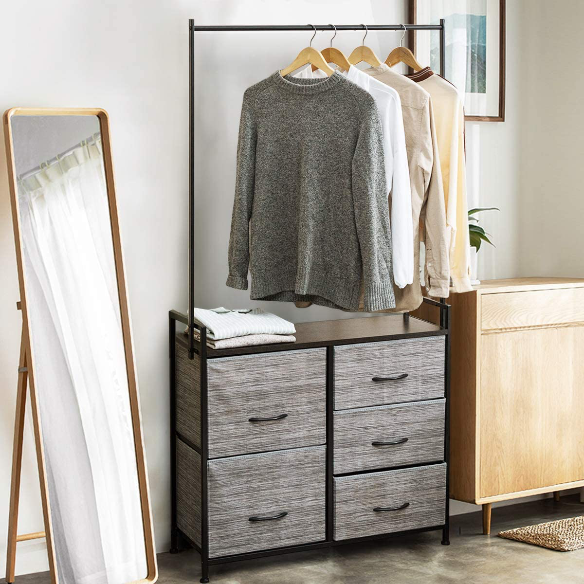George Hanging Clothes Rail with 5 Storage Drawers