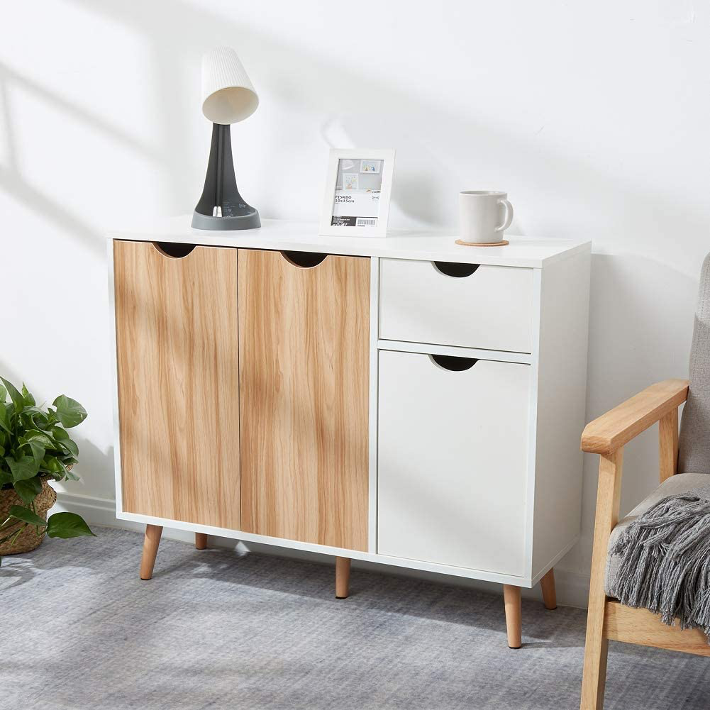 Lynton Cupboard Storage Cabinet with 3 Doors and 1 Drawer Sideboard