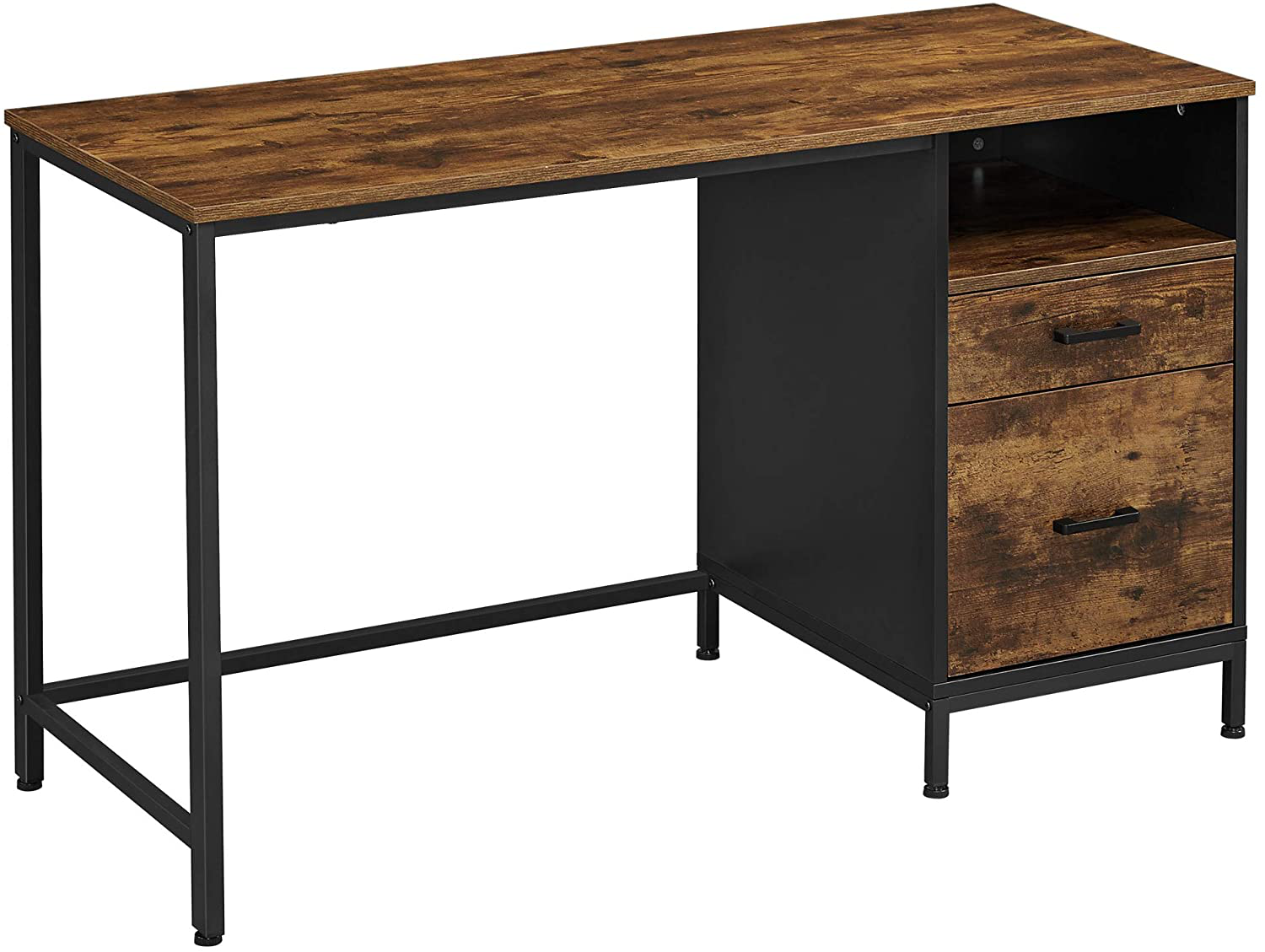 Rena Computer Desk with File Cabinet Rustic Wood 
