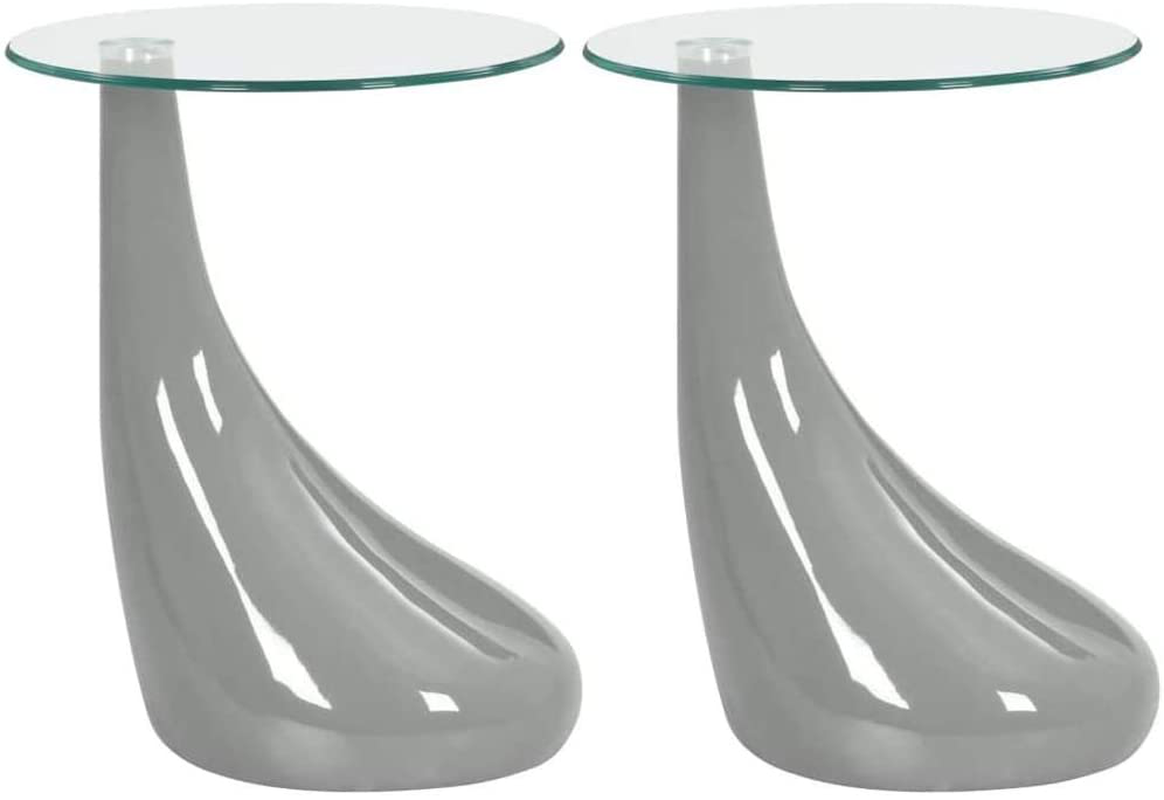 Glass Side Table Modern White High Gloss End Table 