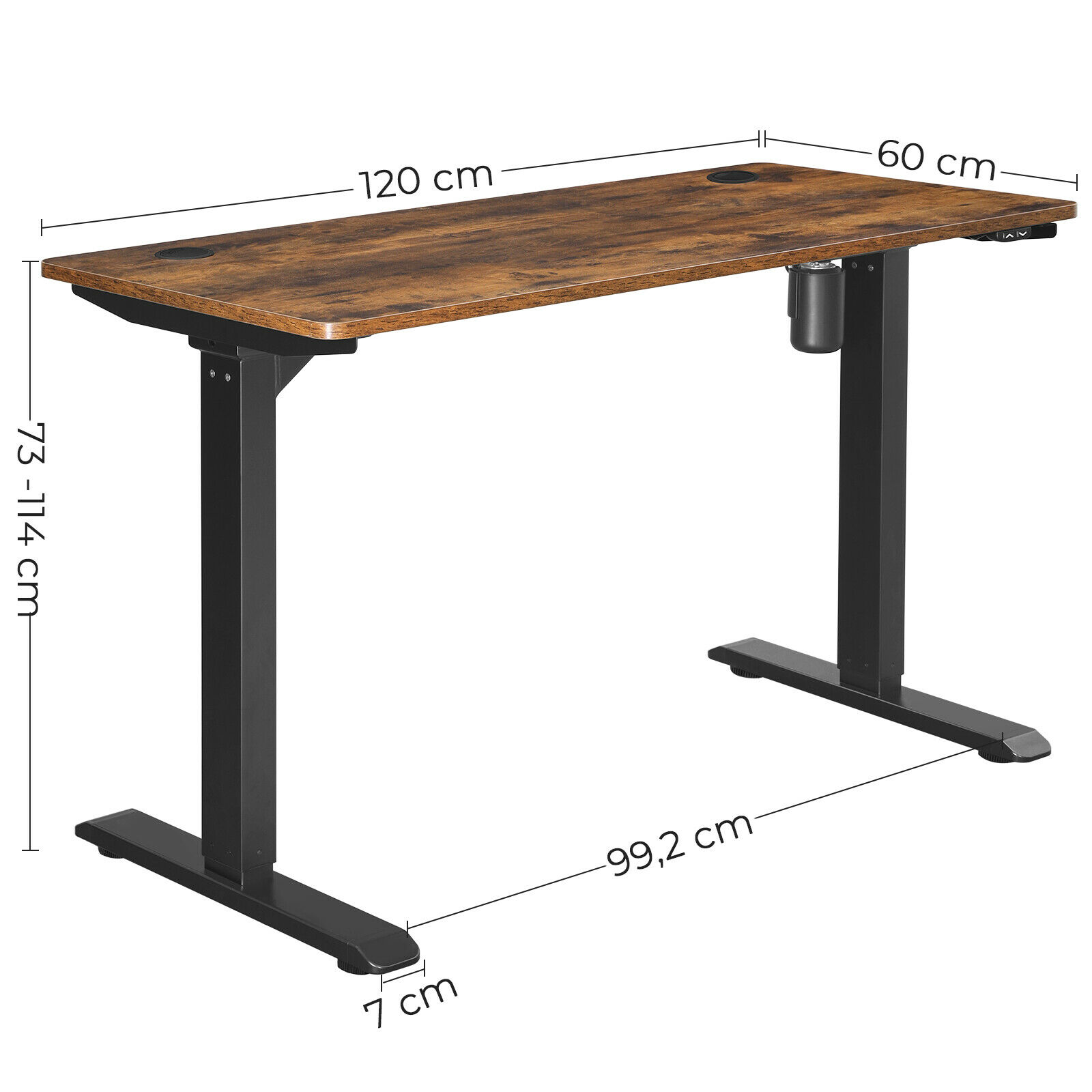 Rena Height Adjustable Standing Desk Rustic Wood Top