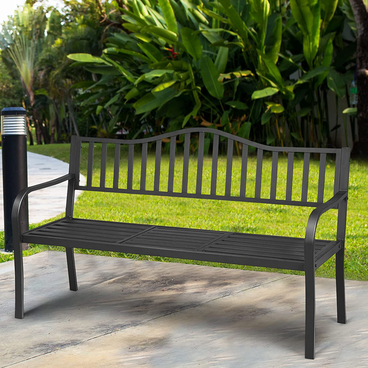 Kolding 3 Seater Cast Iron Slat Garden Bench 