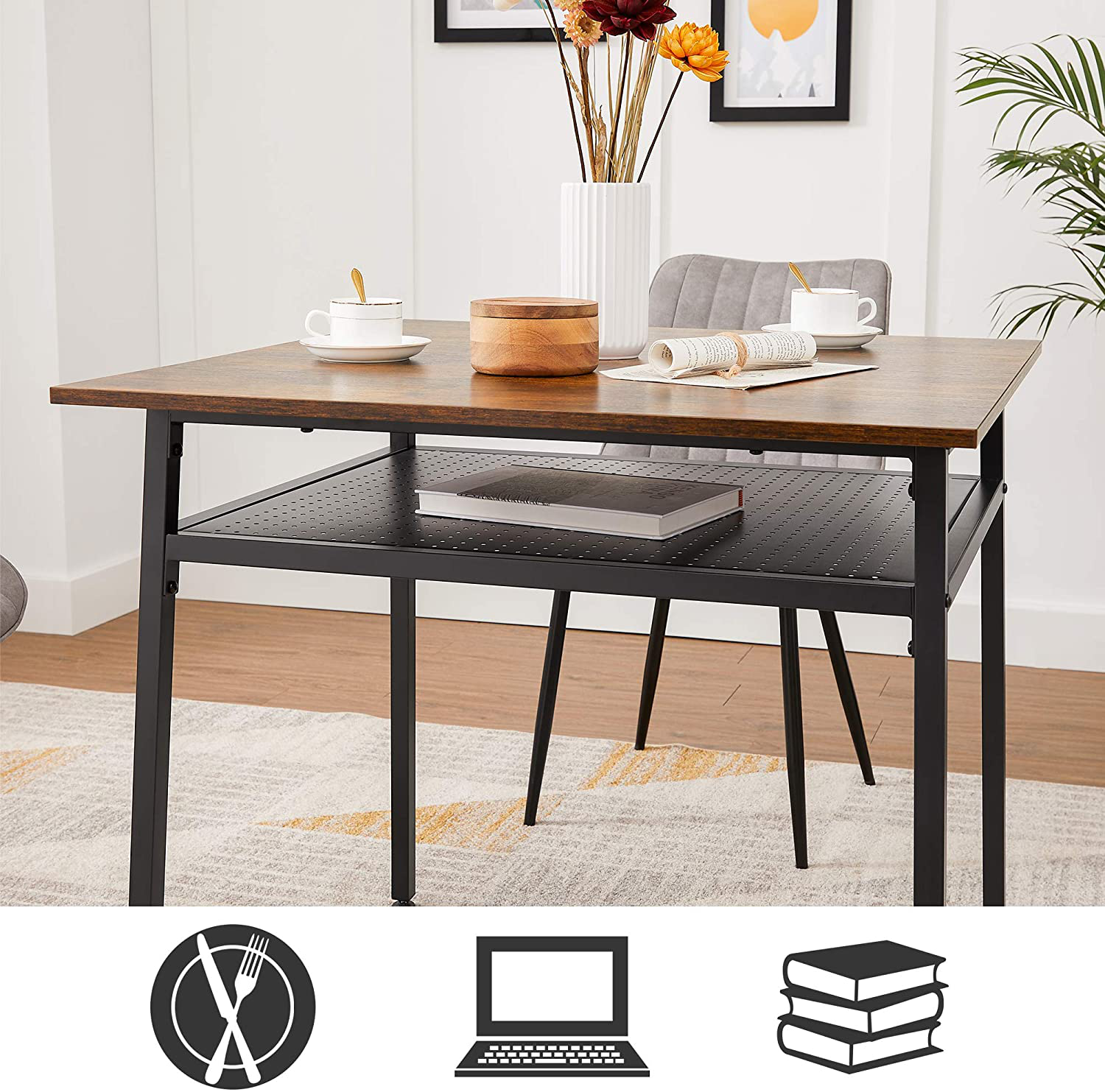 Rena Square Brown and Black Dining Table 