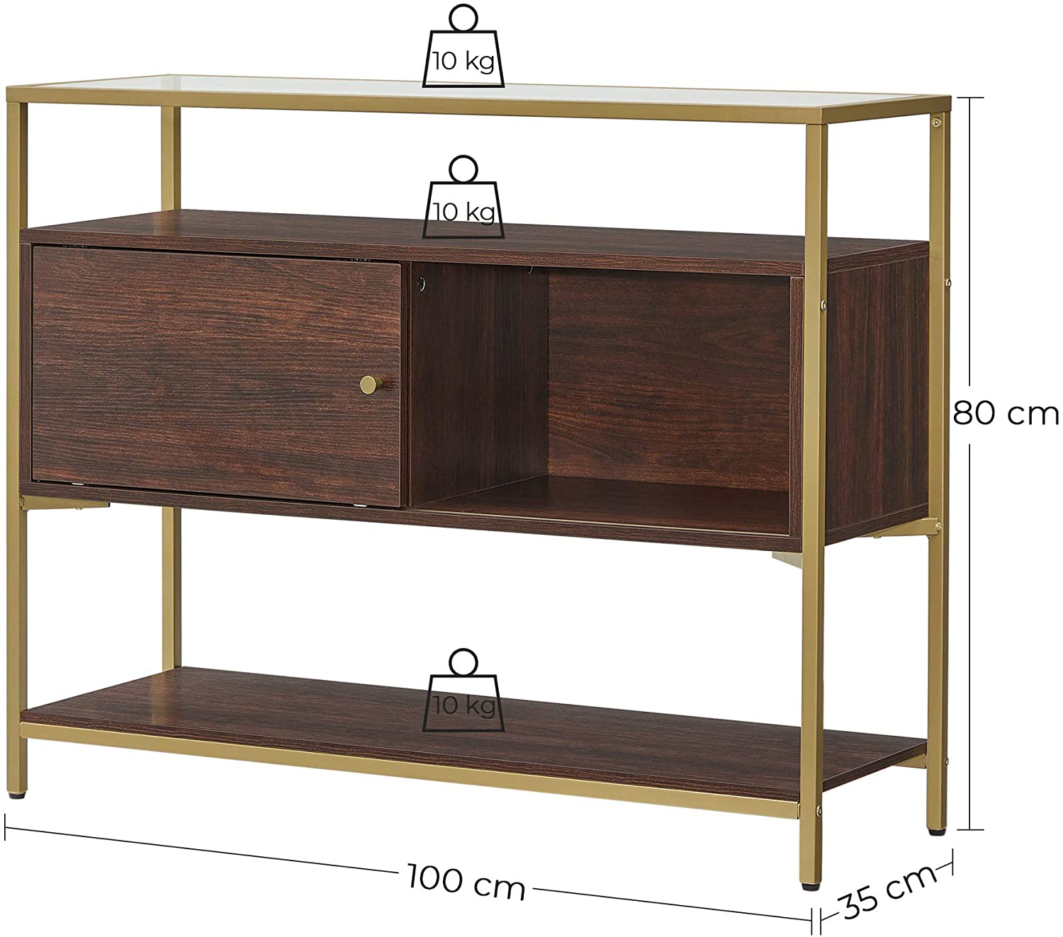 Rena Sideboard, Glass Buffet Table with Sliding Door