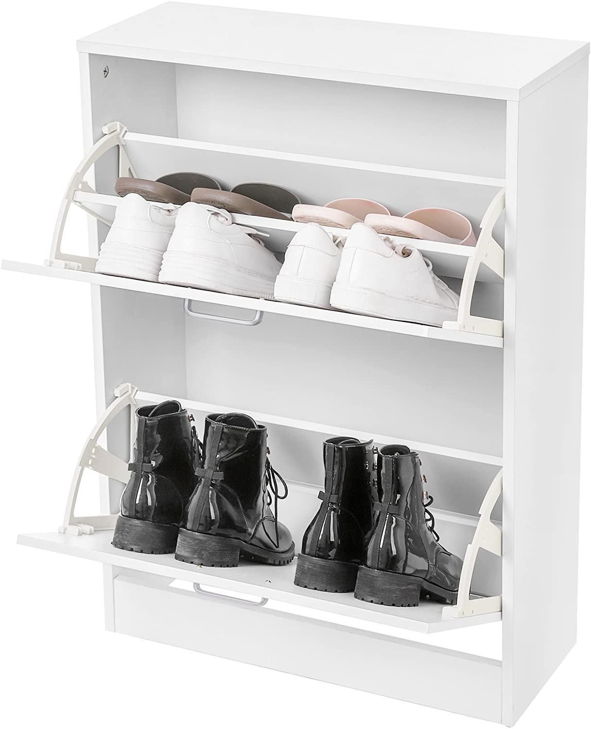 Lynton Shoe Cabinet White with 2 Flip Doors