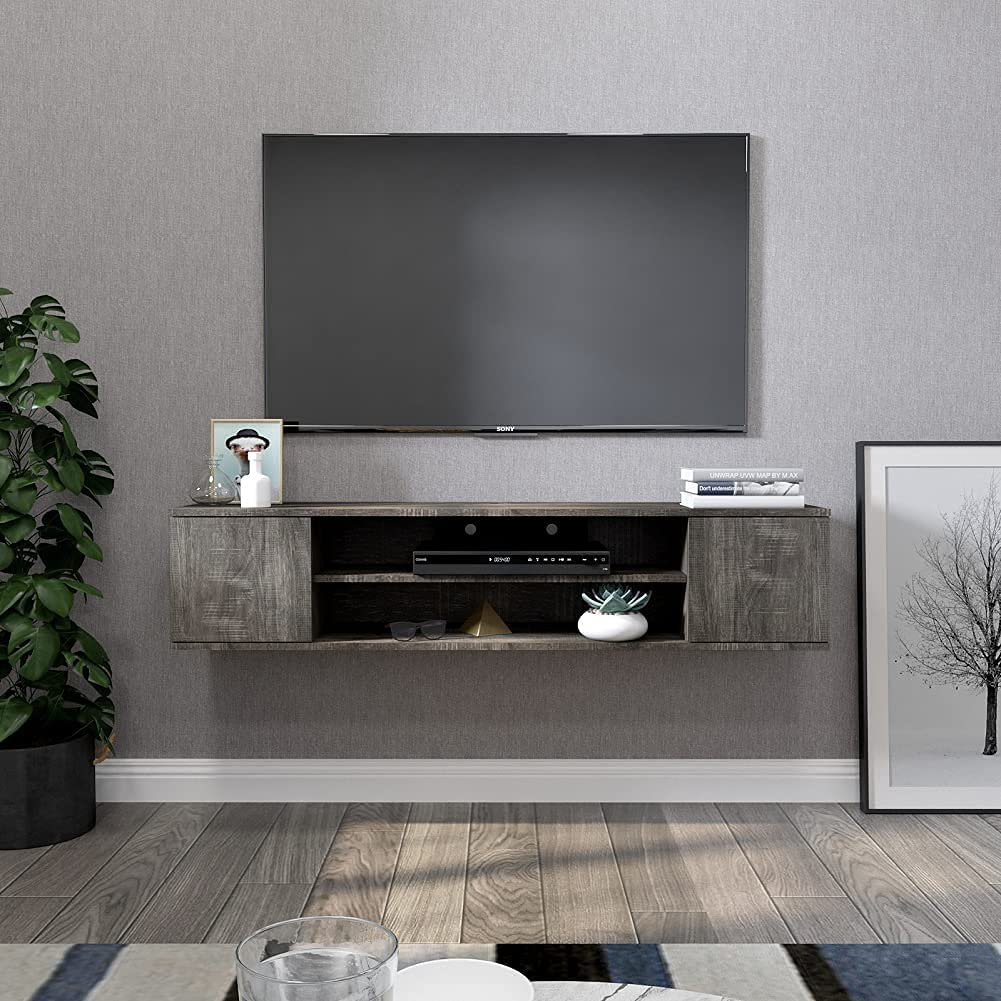 Brandy Floating TV Unit, Wall Mounted TV Cabinet with 2 Shelves 