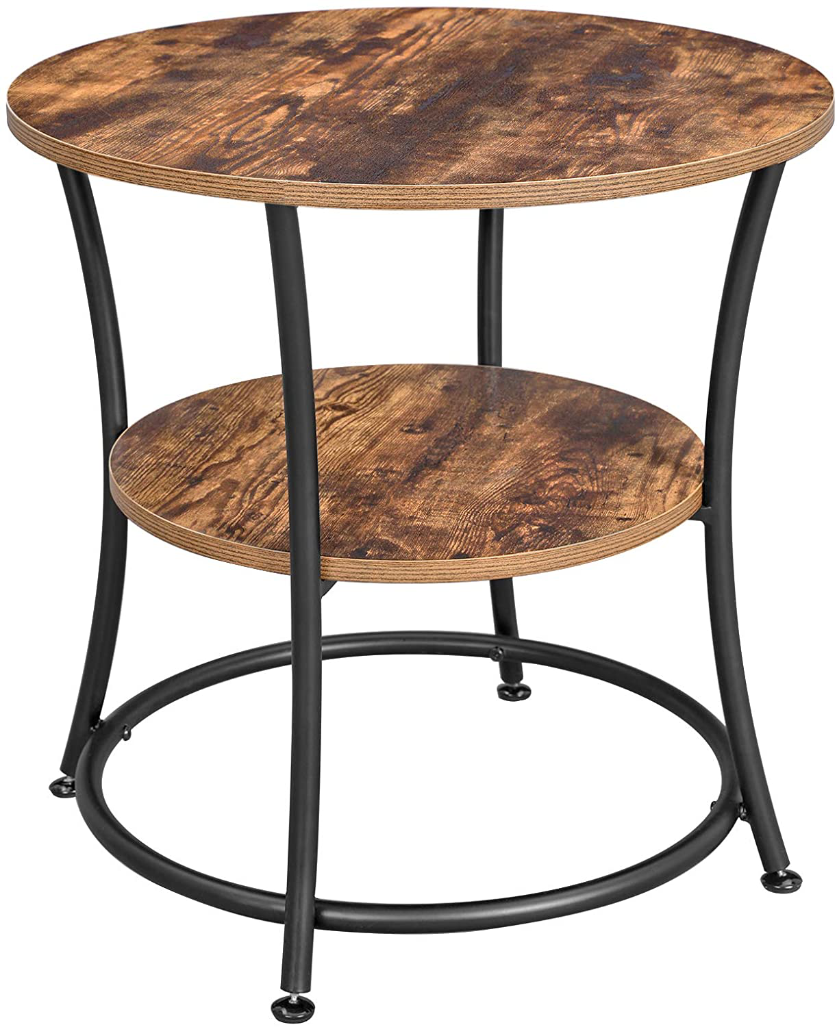 Rena Side Table Round, End Table with 2 Shelves,