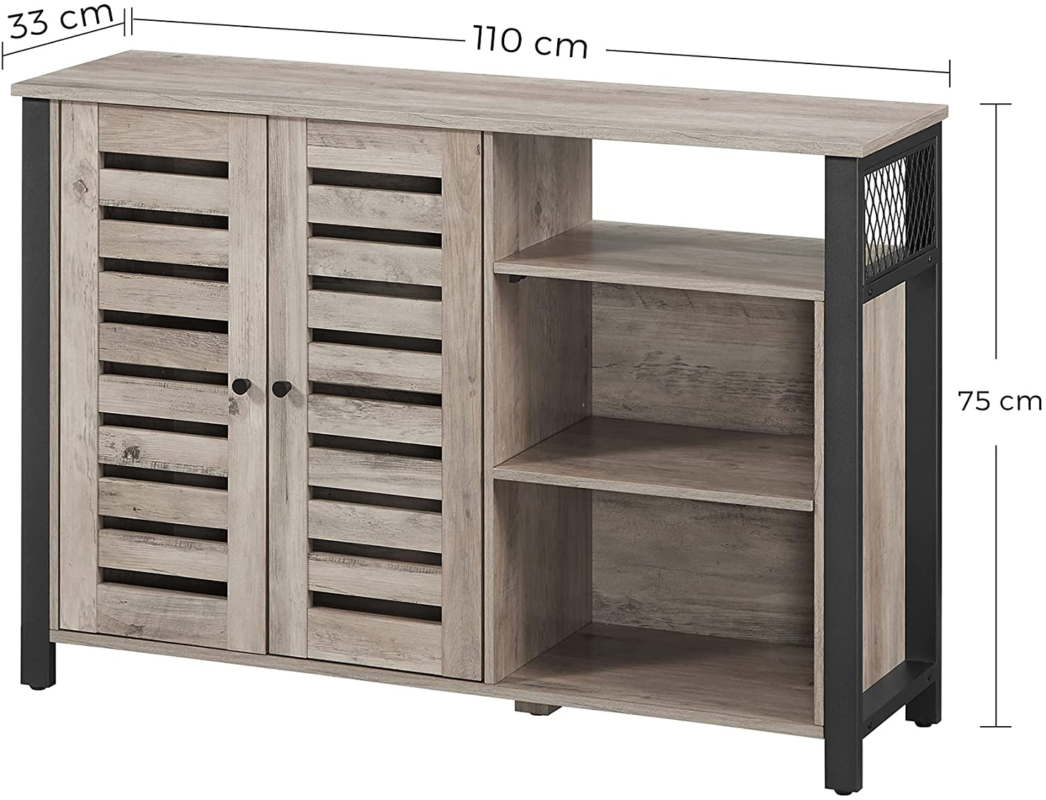 Rena Grey Storage Cabinet, Sideboard with 2 Doors