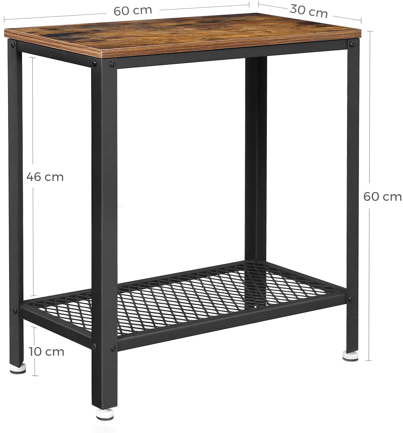 Rena Side Table, End Table, Bedside Table With Mesh Shelf