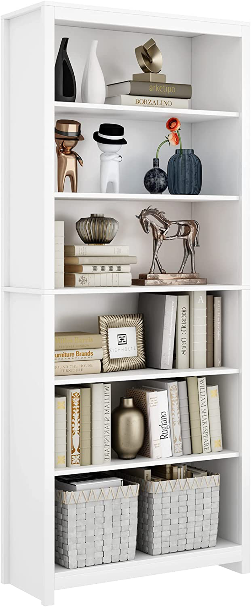 Angel Tall Bookshelf White with 6 Compartments 