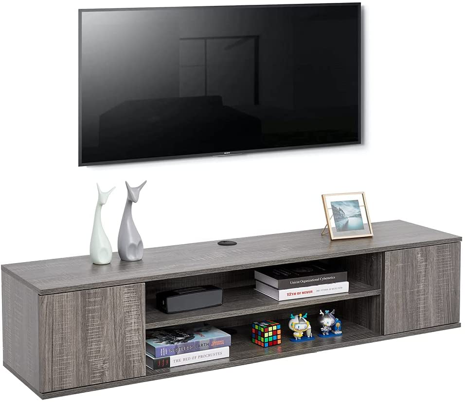 Brandy Floating TV Unit, Wall Mounted TV Cabinet with 2 Shelves 