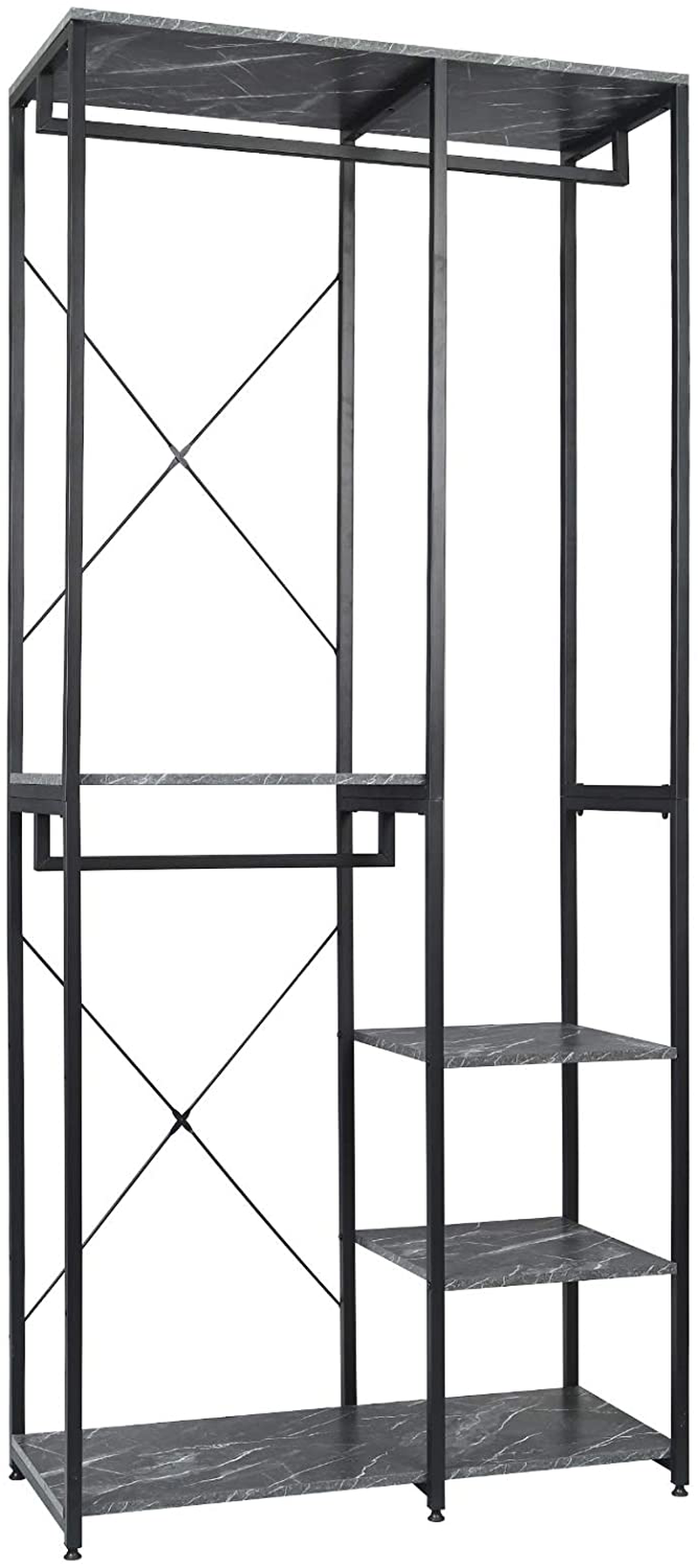 Heavy Duty Clothes Rail with Shelves Marble Effect