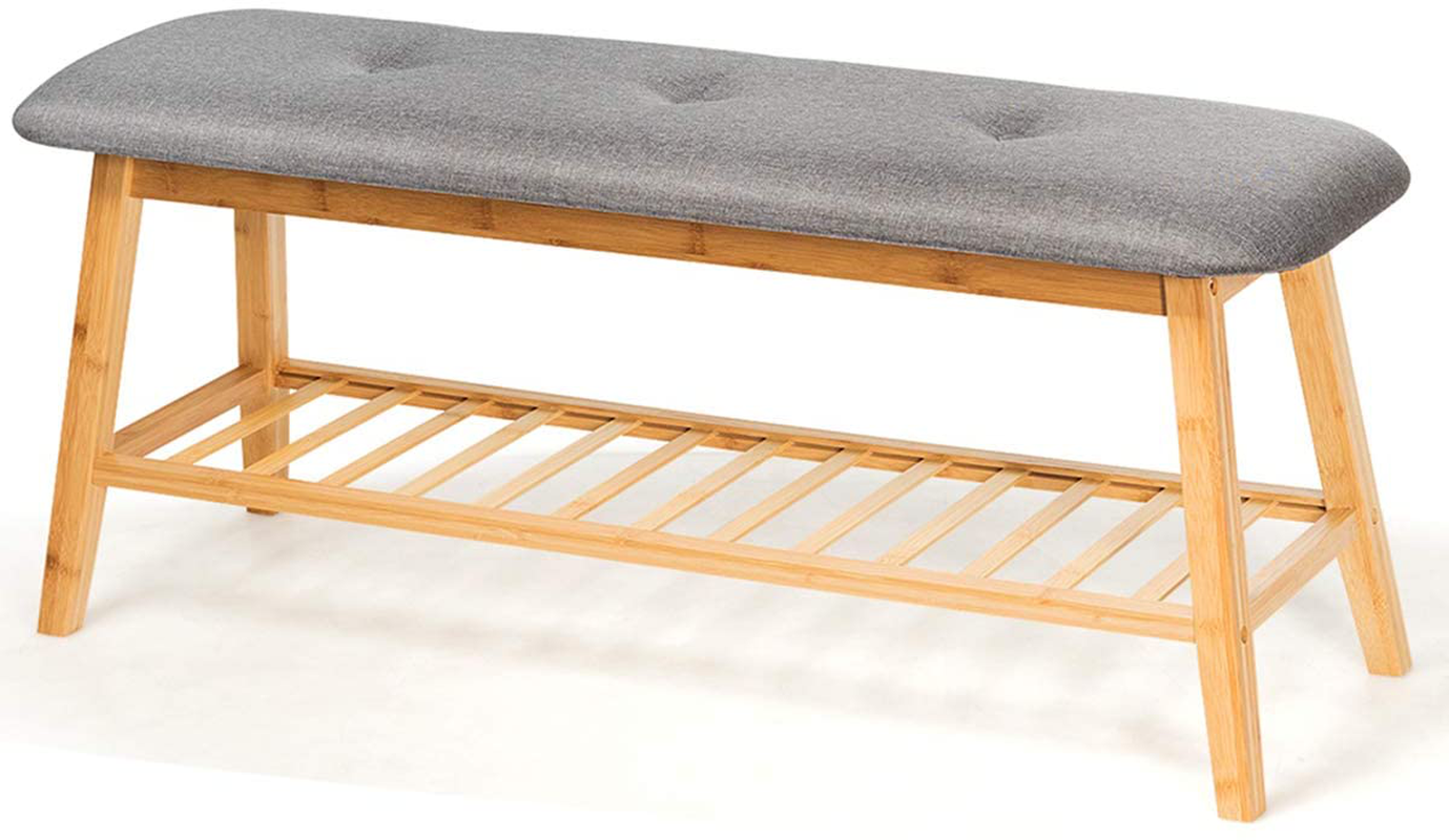 Toby Bamboo Shoe Bench with Cushioned Seat