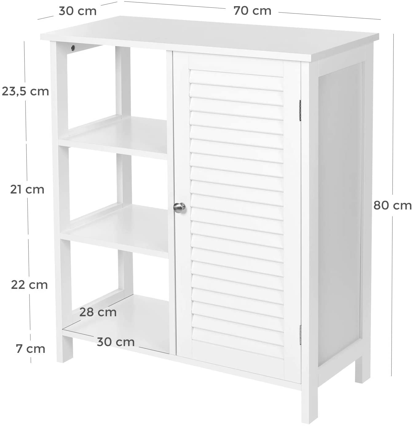 Lynton Bathroom Floor Cabinet White Storage Unit