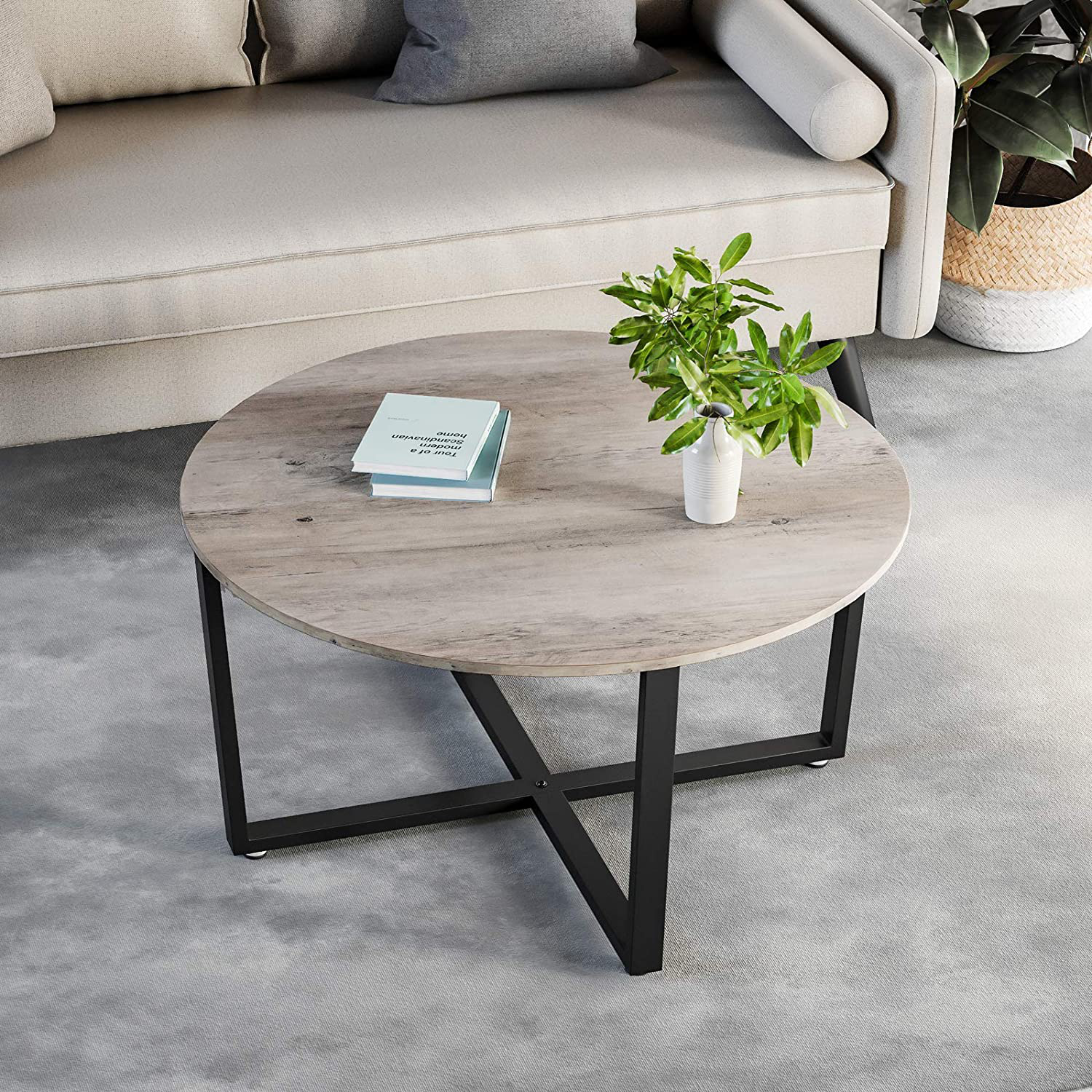 Greige Round Coffee Table