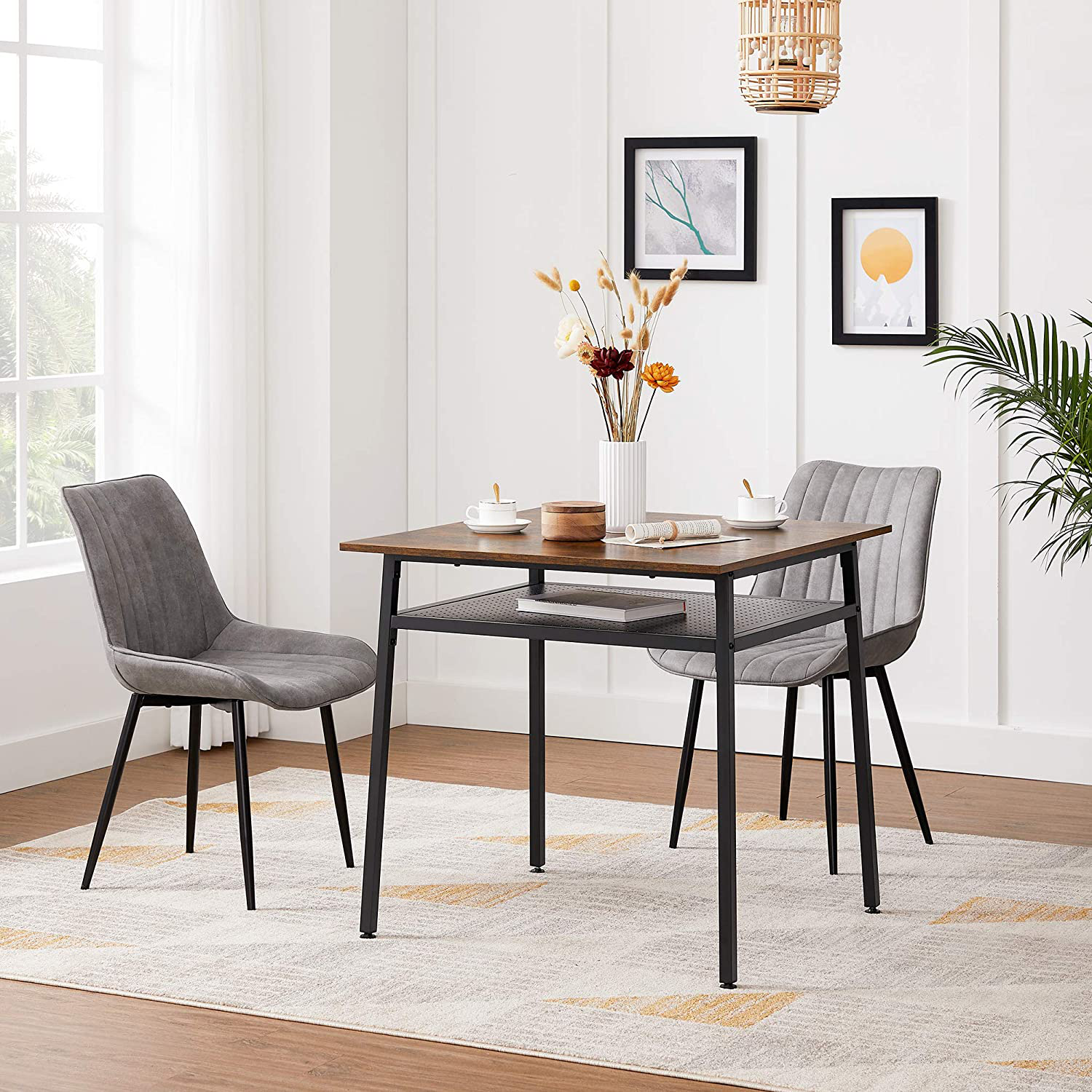 Rena Square Brown and Black Dining Table 