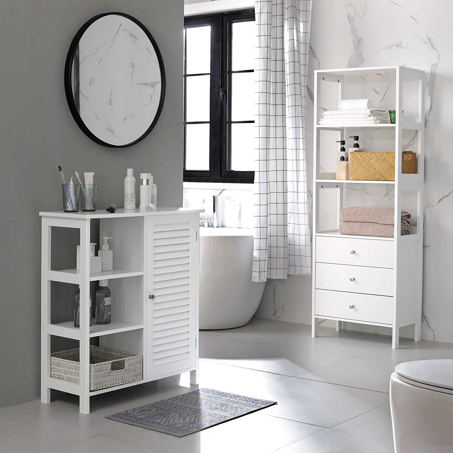 Lynton Bathroom Floor Cabinet White Storage Unit