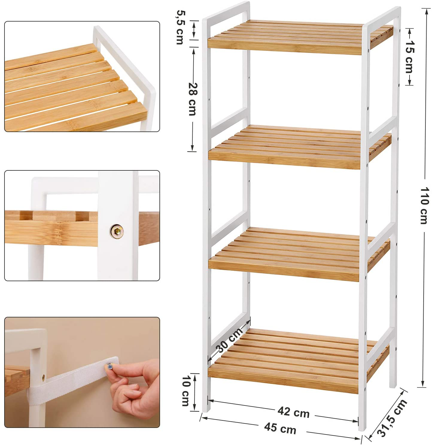 Toby 4-tier Bamboo Bathroom Shelf