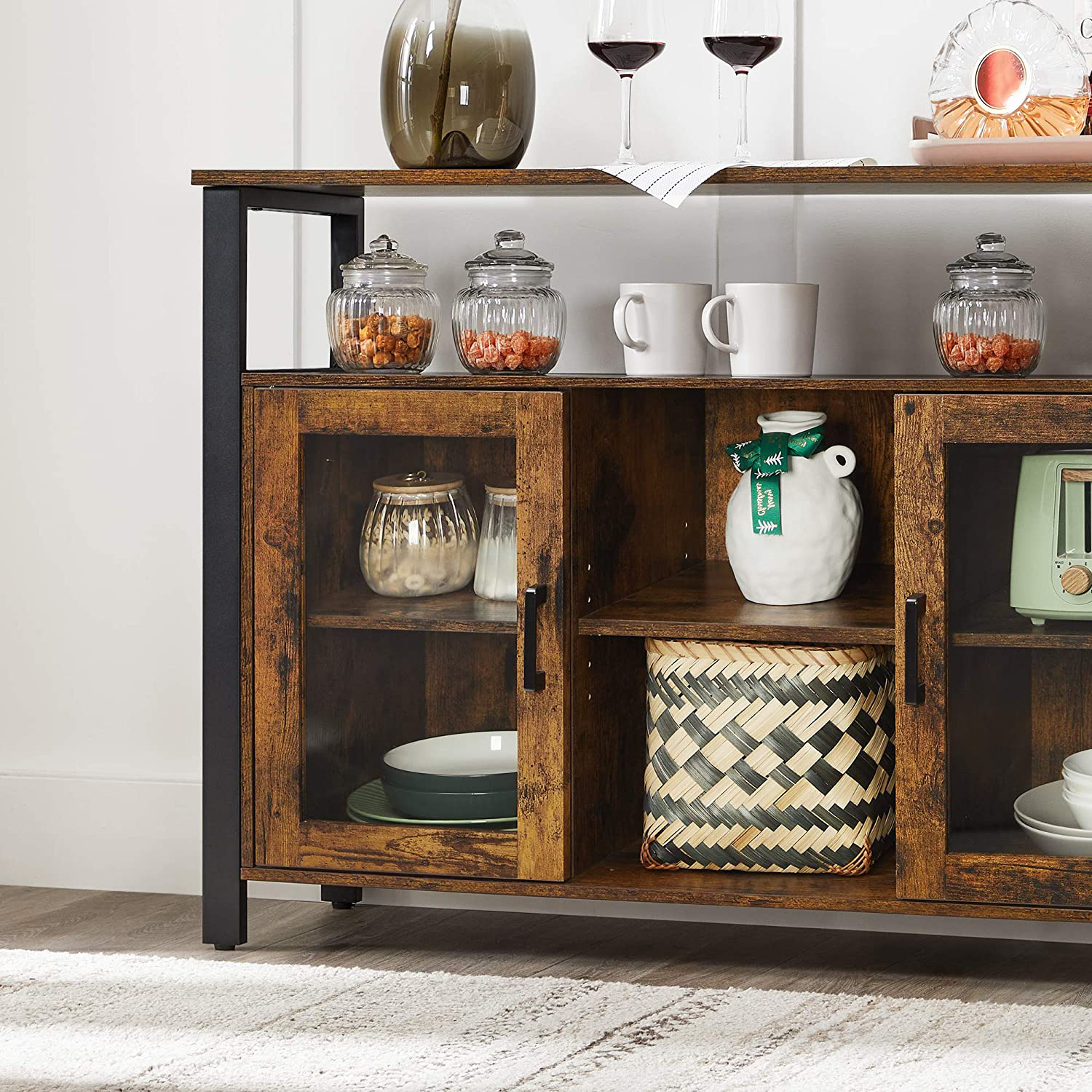Rena Sideboard Table with 2 Transparent Glass Doors