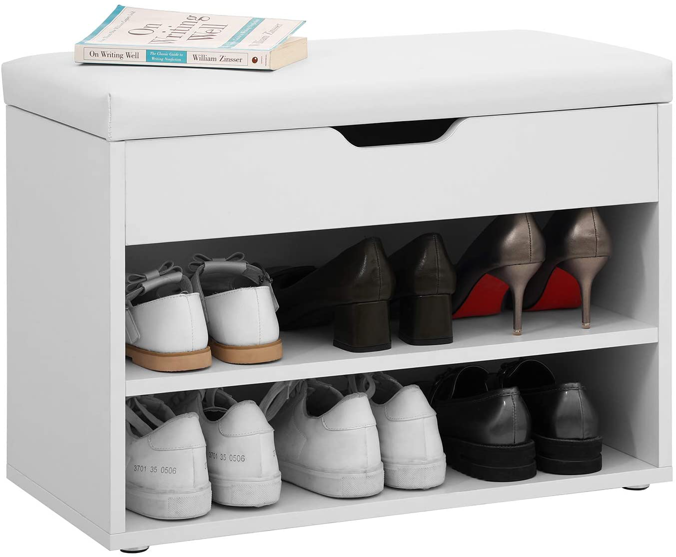 Lynton Shoe Bench White With 2 Shelves