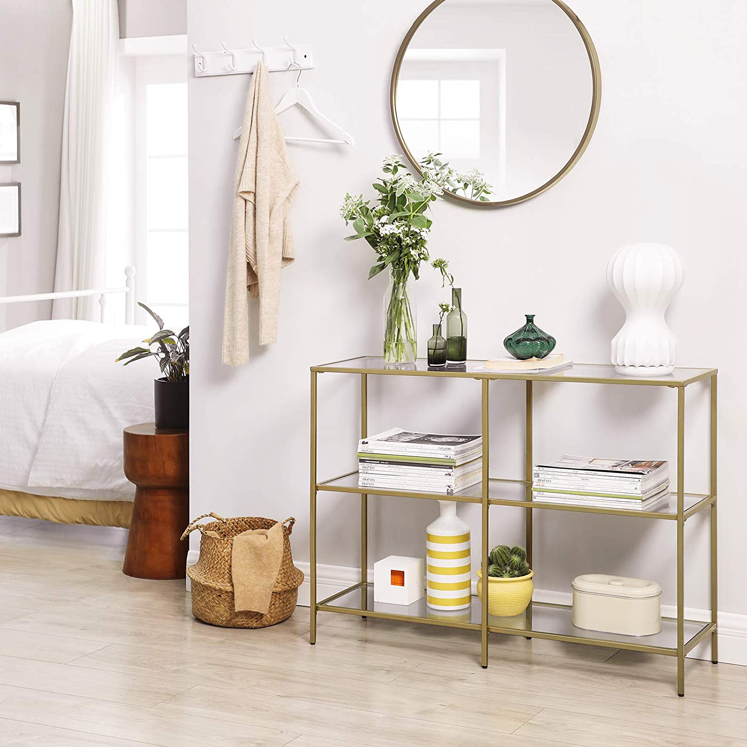 Campton 3-Tier Tempered Glass Entryway Table