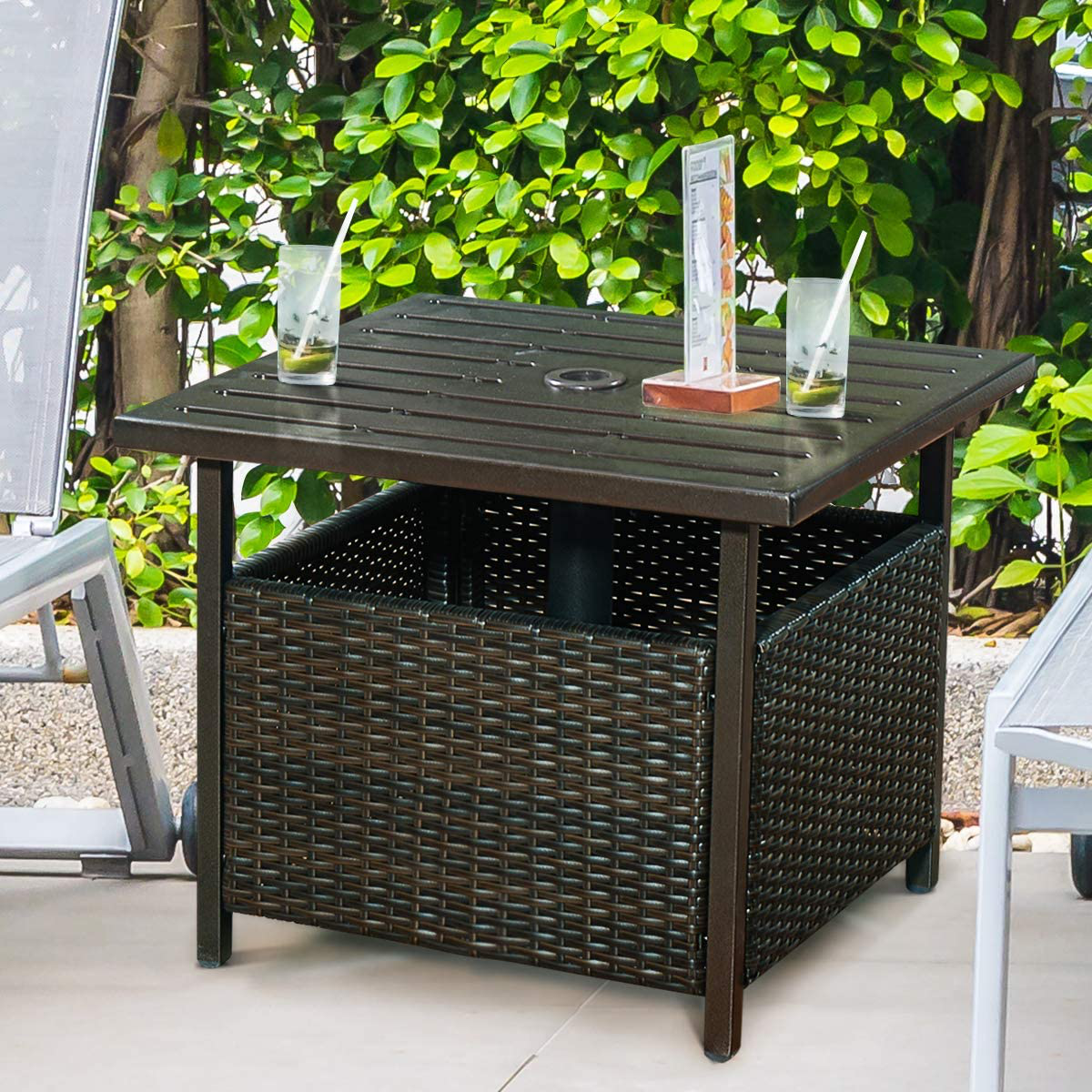 Kolding Outdoor Patio Side Table with Umbrella Hole