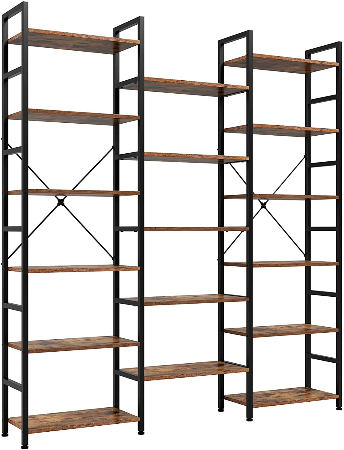 Rena Tall Bookcase 6-Tier Industrial Bookshelf 