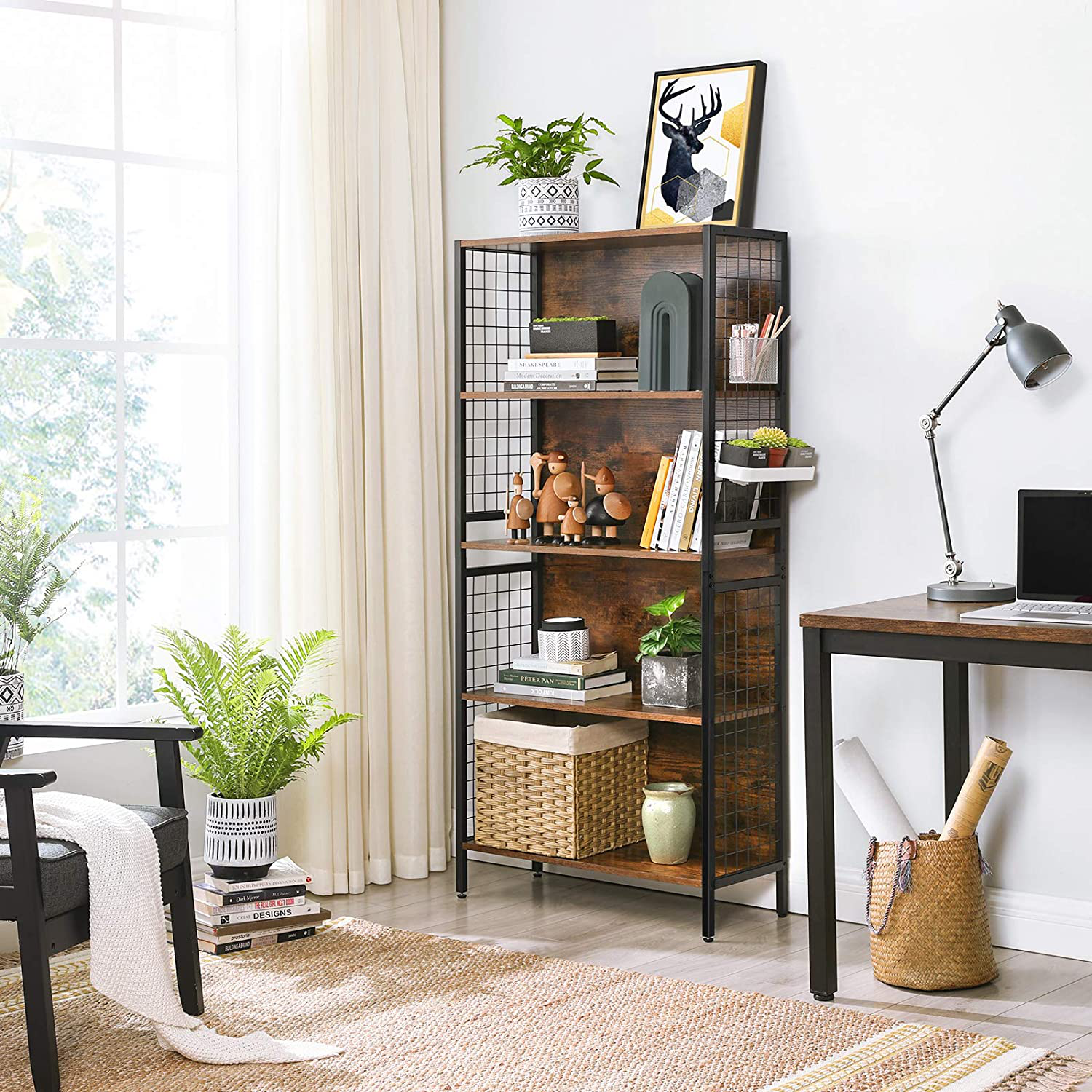 Rena 4 Tiers Bookcase, Office Storage Shelf