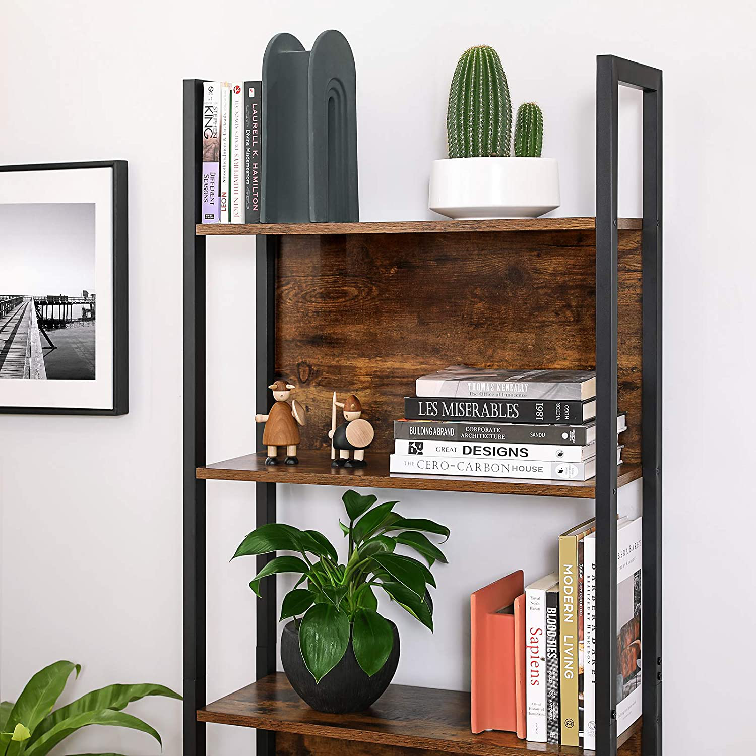 Rena Bookshelf, Storage Shelf, Kitchen Shelf with 5 Shelves