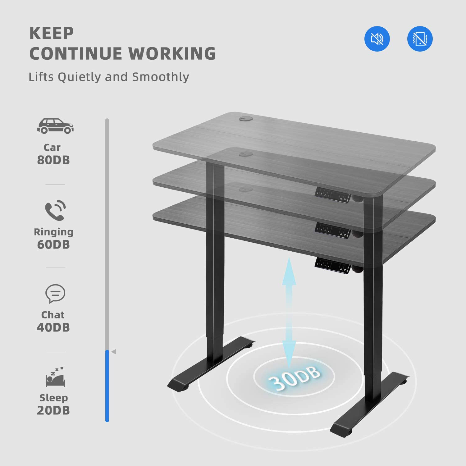 Jarvis Grey Standing Desk Electric Height Adjustable Desk 