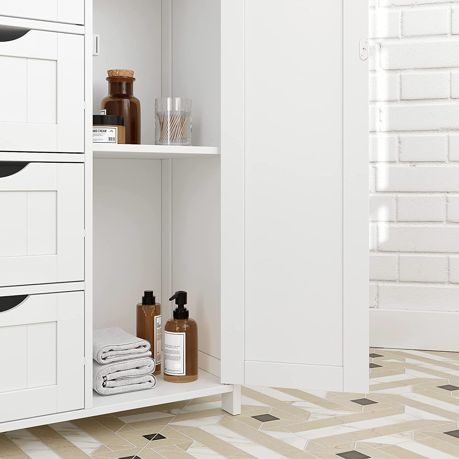 Lynton Bathroom Floor Storage Unit Cupboard White