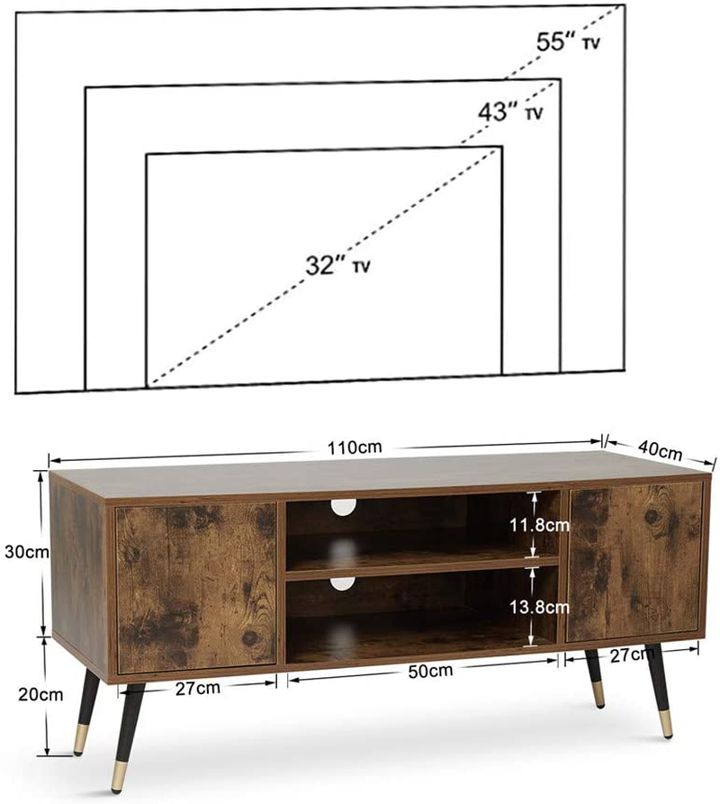 Rena TV Unit with Gold Leg Tips