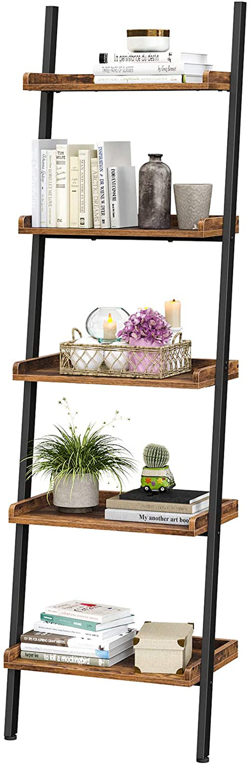 Rena Ladder Shelf 5-Tier Bookcase with Steel Frame