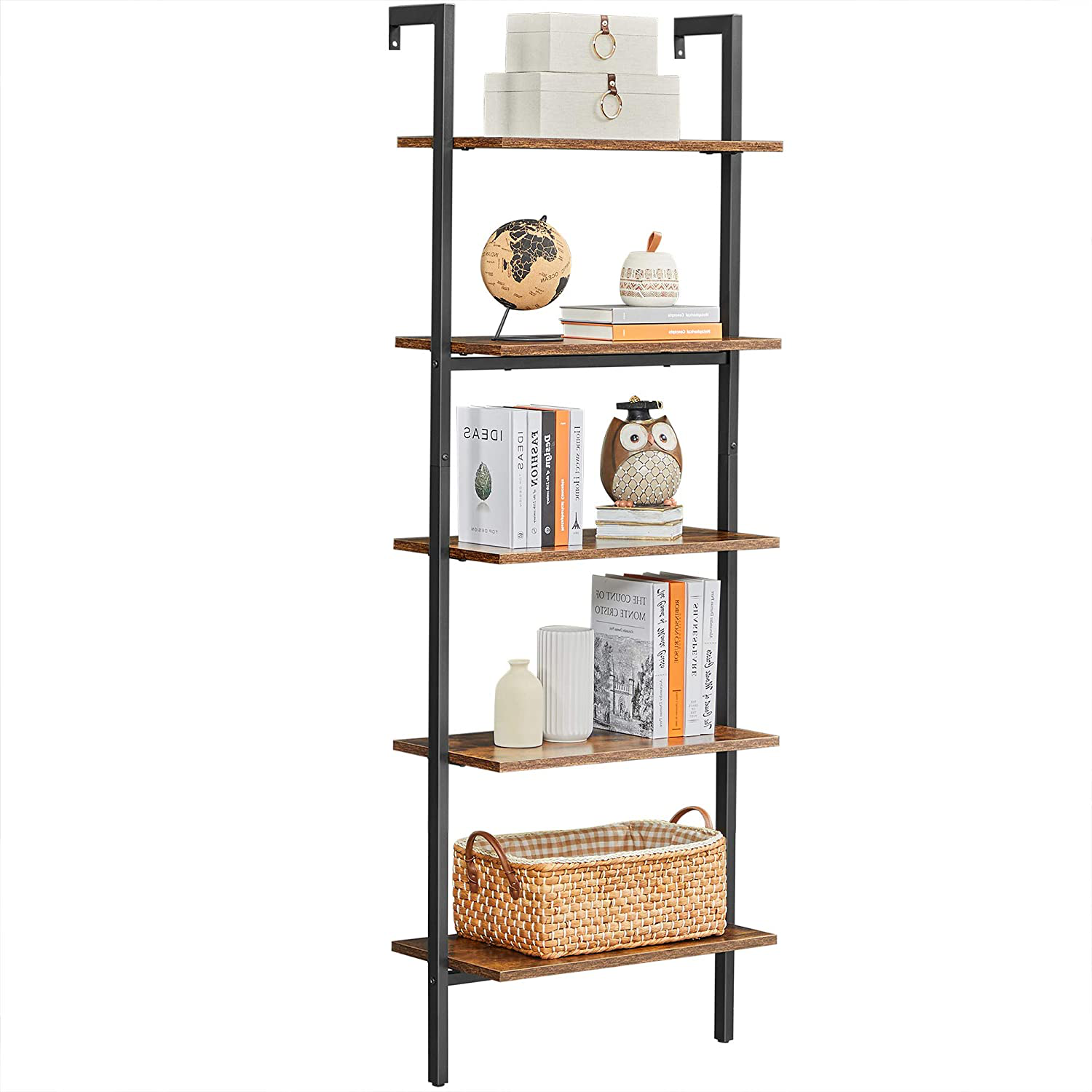 Rena Ladder Wall Shelf, 5-Tier Bookshelf