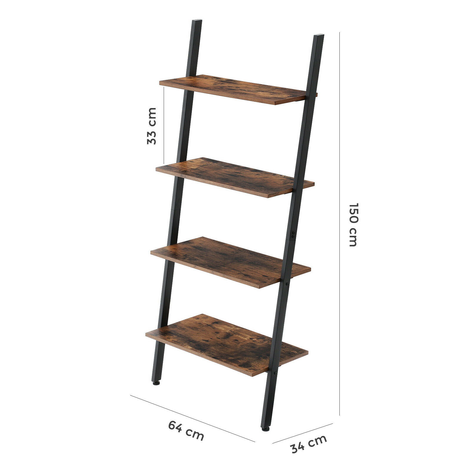 Rena 4 / 5 Tier Wall Ladder Shelf Rustic Shelving Unit 